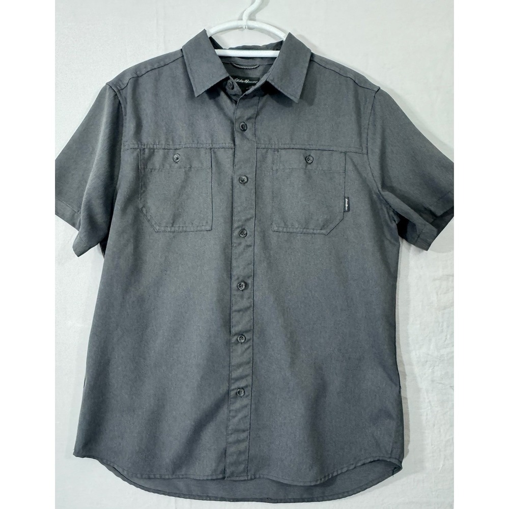 Eddie Bauer Gray Short Sleeve Outdoor Collection Medium With Two Front Pockets